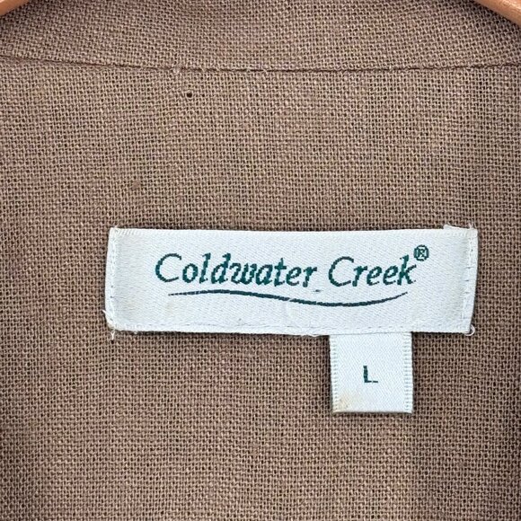 Coldwater Creek Embroidered Beaded Floral linen Jacket Size Large brown pockets - Picture 2 of 11